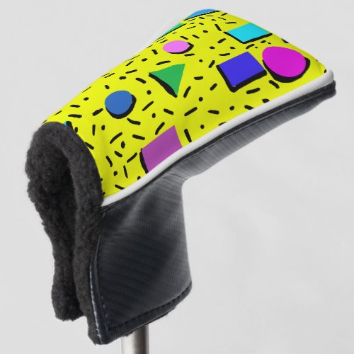 Retro Yellow 80s Memphis Abstract Style Seamless Golf Head Cover