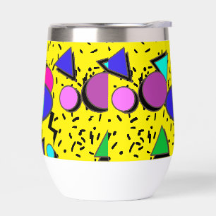 Retro Yellow 80s Memphis Abstract Thermal Wine Tumbler
