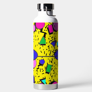 Retro Yellow 80s Memphis Abstract Water Bottle