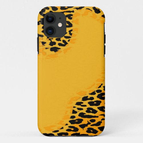 Retro yellow and black leopard print skin iPhone 11 case