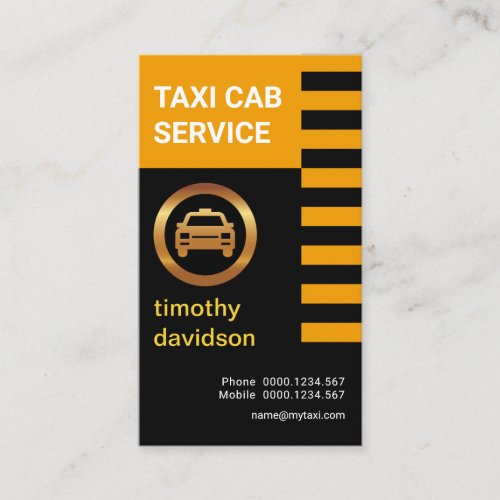 Retro Yellow And Black Stripes Taxi Driver Business Card