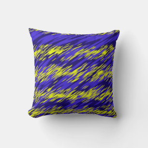 Retro Yellow and blue Abstract stripes geometric  Throw Pillow