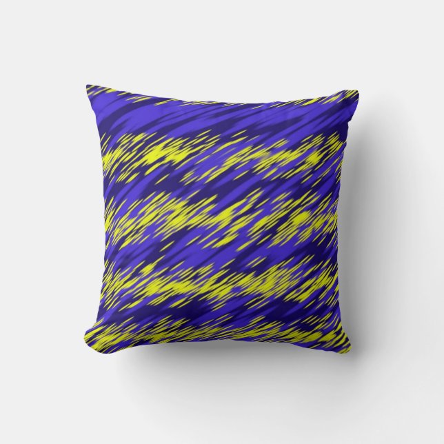 Retro Yellow and blue Abstract stripes geometric  Throw Pillow (Front)