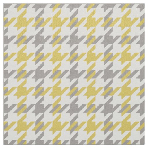 Retro yellow and grey houndstooth plaid pattern fabric