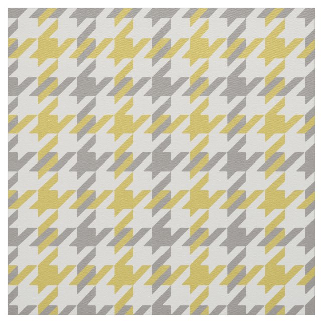 Retro yellow and grey houndstooth plaid pattern fabric (Swatch)