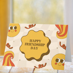 Retro Yellow and Orange Friendship Day Greeting Card