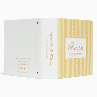 Retro Yellow And Orange Heart Stripes Bakery 3 Ring Binder