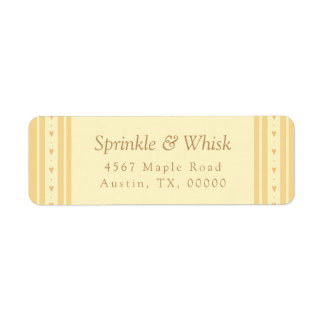 Retro Yellow And Orange Heart Stripes Bakery Label
