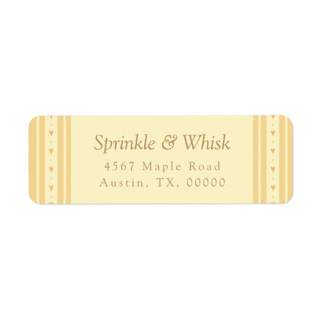 Retro Yellow And Orange Heart Stripes Bakery Label (Front)