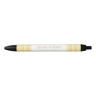 Retro Yellow And Orange Heart Stripes Bakery Pen