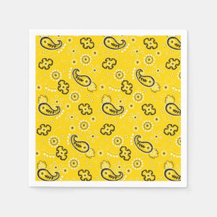 Retro Yellow Bandanna/Bandana Paper Napkins