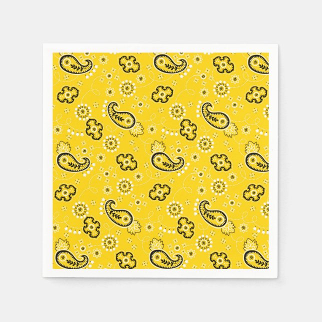 Retro Yellow Bandanna/Bandana Paper Napkins (Front)