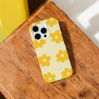 Retro Yellow Beige Floral Whimsical Preppy Hippie  iPhone 16 Pro Case