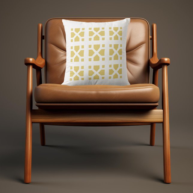 Retro Yellow Block Print Inspired Throw Pillow (Creator Uploaded)