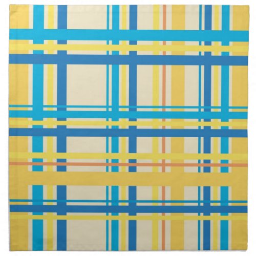 Retro Yellow Blue Brown Stripes Pattern Cloth Napkin