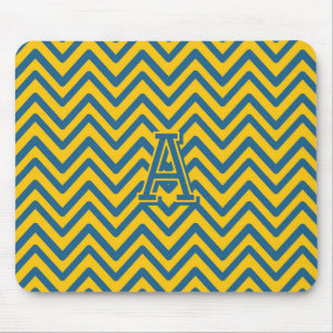 Retro Yellow Blue Chevron Modern Trendy Pattern Mouse Pad