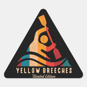 Retro Yellow Breeches Kayaking Triangle Sticker