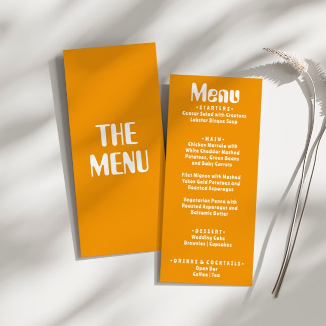 Retro Yellow Bright Groovy Modern Unique Wedding Menu (Creator Uploaded)