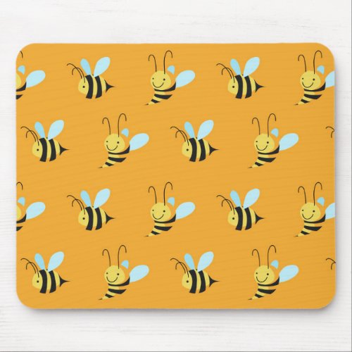 Retro Yellow Bumble Bee Pattern Mouse Pad