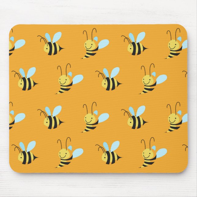 Retro Yellow Bumble Bee Pattern Mouse Pad (Front)