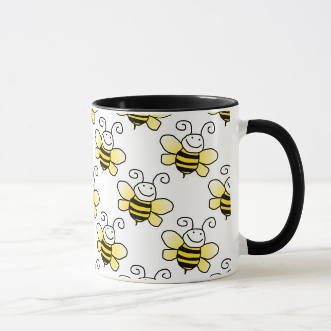 Retro Yellow Bumble Bee Pattern Mug (Right)