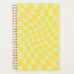 Retro Yellow Checks Warped Checkerboard Checkered Planner<br><div class="desc">Perfect warped checkered design pillow in pastel colors,  full of great vibes. Modern warped checkers in lemon tree yellow color. This nice retro psychedelic design takes you to the wonderland. Warped checks in pastel colors. Twirl and swirl,  twist checks,  checkered pattern</div>