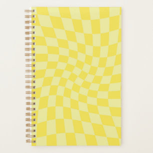Retro Yellow Checks Warped Checkerboard Checkered Planner