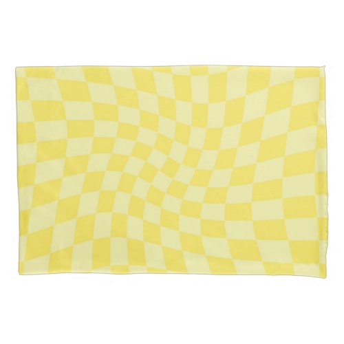 Retro Yellow Checks Warped Checkered Y2k Dorm Room Pillow Case