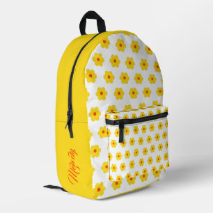 Retro Yellow Daisy flowers Groovy Style Printed Backpack