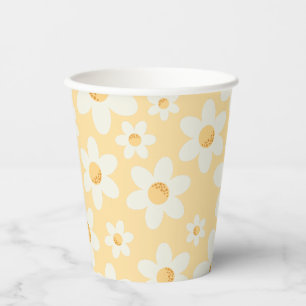 Retro Yellow Daisy Paper Cup Groovy Boho Birthda