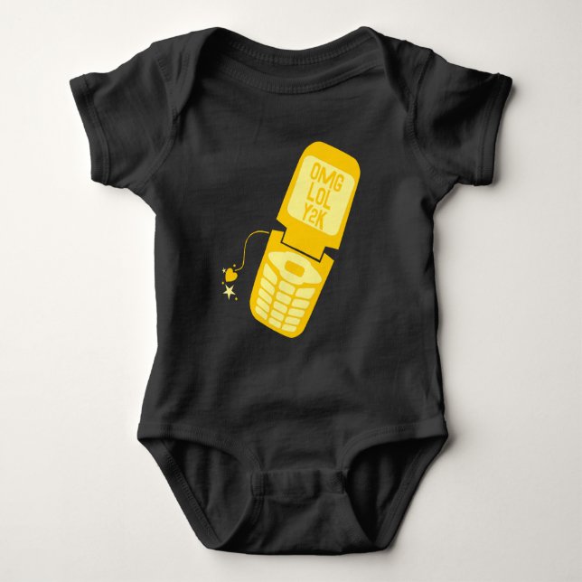 Retro Yellow Flip Phone T-Shirt Baby Bodysuit (Front)