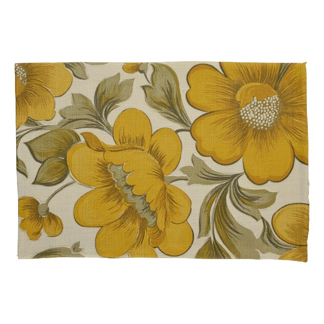 Retro Yellow Flower Garden Aesthetic Pillow Case (Front)