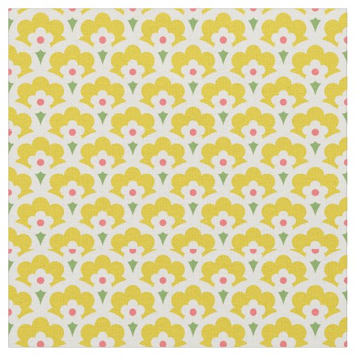 Retro Yellow Flower Garden Pattern Fabric