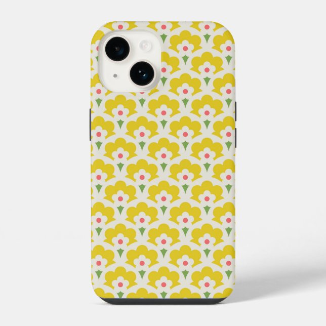 Retro Yellow Flower Garden Pattern Iphone Case (Back)