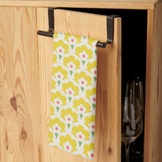 Retro Yellow Flower Garden Pattern Kitchen Towel
