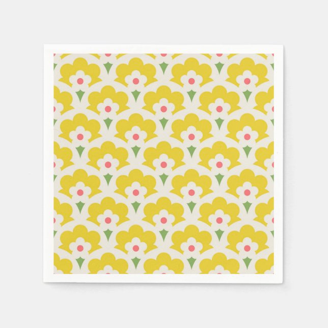 Retro Yellow Flower Garden Pattern Napkins (Front)