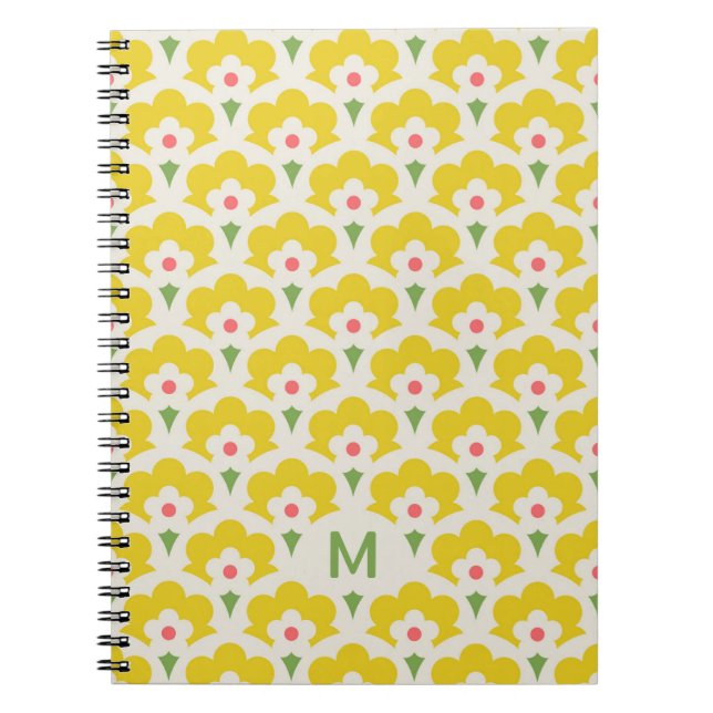 Retro Yellow Flower Garden Pattern Notebook (Front)