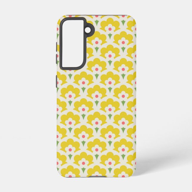 Retro Yellow Flower Garden Pattern Samsung Galaxy Case (Back)