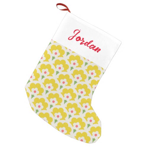 Retro Yellow Flower Garden Pattern Small Christmas Stocking