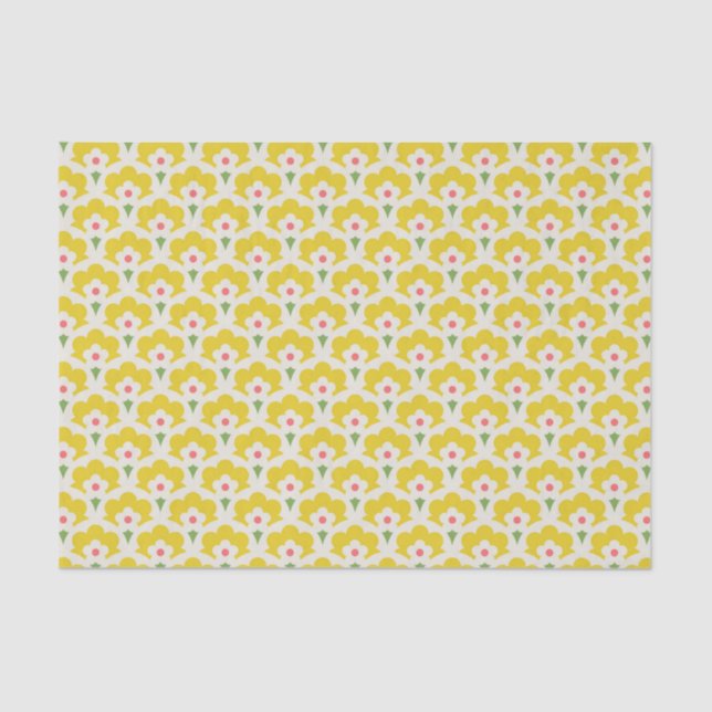 Retro Yellow Flower Garden Pattern Tissue Paper (Front)