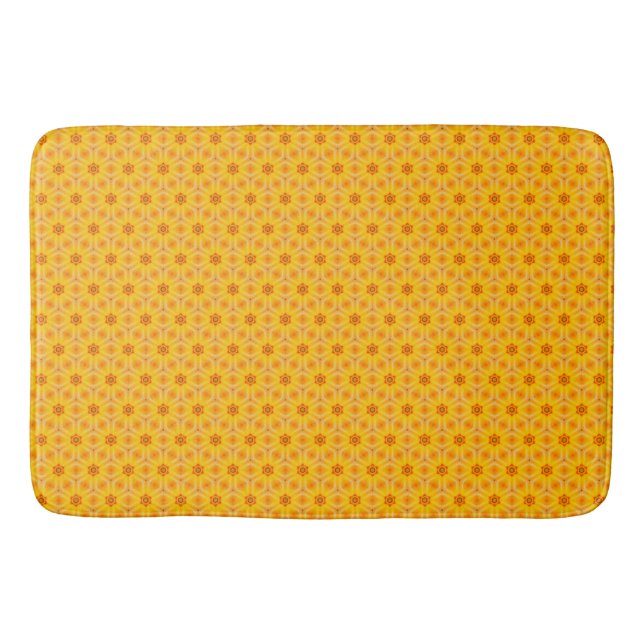 Retro Yellow Flower Power Bath Mat (Front)
