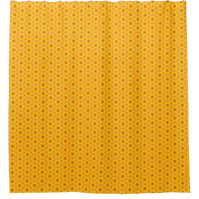Retro Yellow Flower Power Shower Curtain (Front)