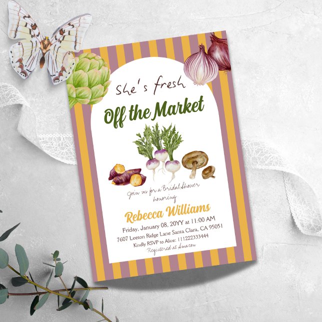 Retro Yellow Fresh Off the Market Bridal Shower Invitation (Creator Uploaded)