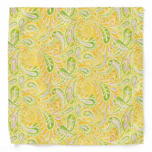 Retro Yellow Green Purple Paisley Pattern Bandana