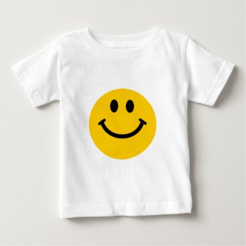 Retro Yellow Happy Face Baby T-shirt by HappyFacePlace at Zazzle