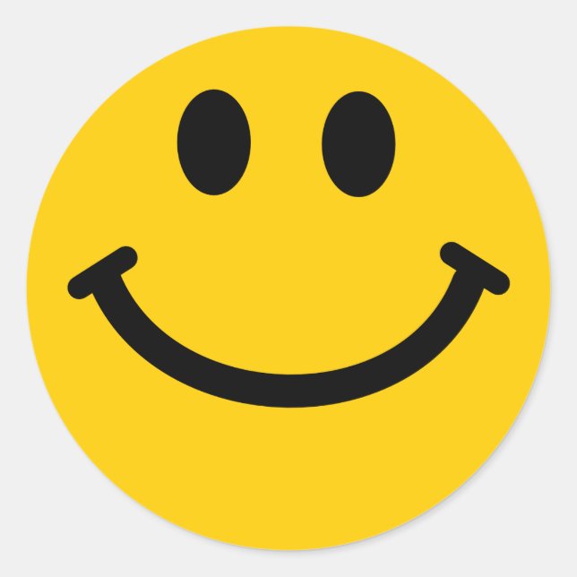 Retro Yellow Happy Face Classic Round Sticker (Front)
