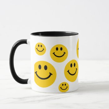 Retro Yellow Happy Face Mug by HappyFacePlace at Zazzle