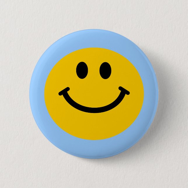 Retro Yellow Happy Face Pinback Button (Front)