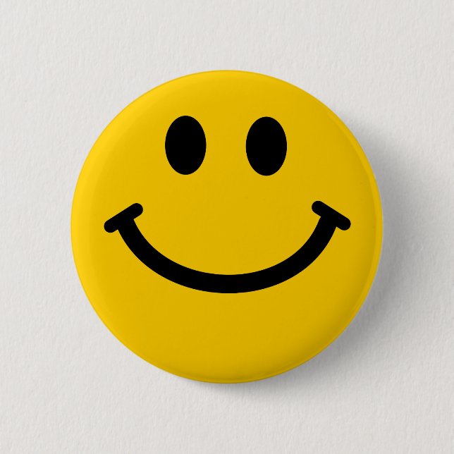 Retro Yellow Happy Face Pinback Button (Front)