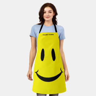 Retro Yellow Happy Face Smiling pattern Apron